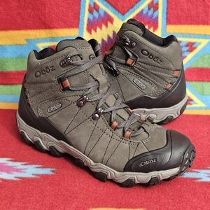 Oboz Men's Size 8 Bridger Mid Raven Hiking Boots Gray Lace Up 22101.10152